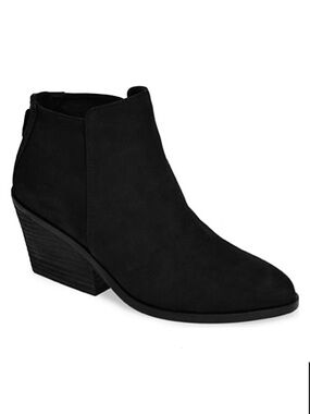Eileen Fisher black suede ankle boot heels